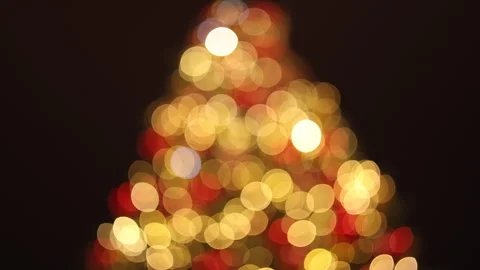 Christmas tree with glowing lights at night outdoors Stock Footage 322762252