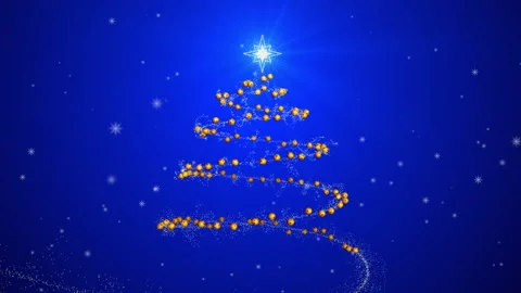 Christmas tree glowing particles animation Stock Footage 183421949