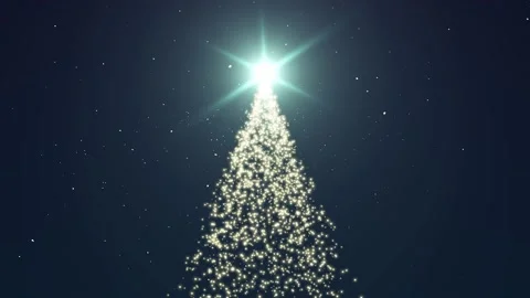Christmas tree gold particles with snow background animation. Stock Footage 192559614