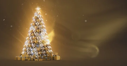 Christmas Tree. Golden Stock Footage 120930989