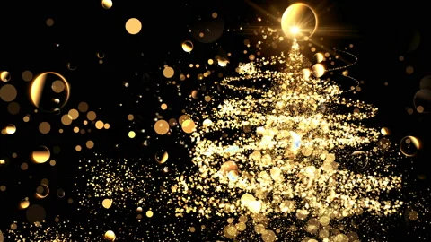 Christmas tree of golden light particles Stock Footage 167054929