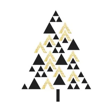 Christmas tree golden triangles Stock Illustration
