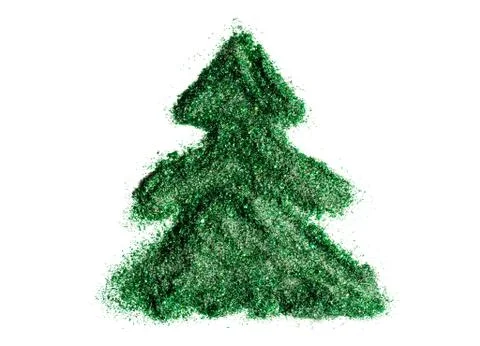 Christmas tree of green sequins. Element for festive design. Stock Photos