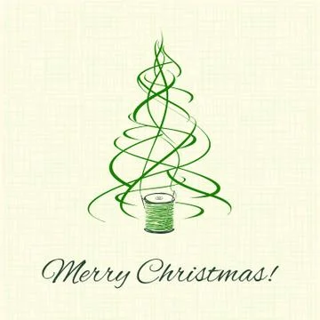 Christmas tree, green thread xmas decoration Stock Illustration