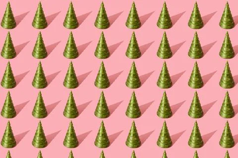 Christmas tree green tree pattern light pink background small fragment Stock Photos