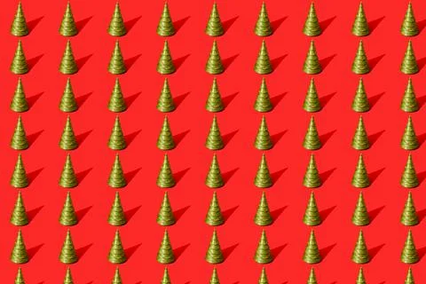 Christmas tree green tree pattern red background small fragment Stock Photos