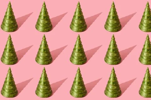 Christmas tree green tree pattern light pink background large fragment Stock Photos