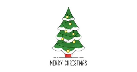 Christmas tree growing in a pot, postcard for the new year, Stock Illustration