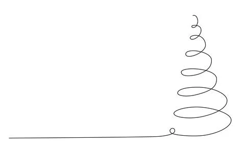 Christmas tree - hand drawing one single continuous line. Vector stock Stock Illustration