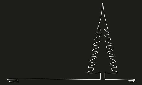 Christmas tree - hand drawing one single continuous line. Vector stock Stock Illustration