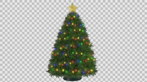 Christmas Tree Holiday Tree with Blinking Lights &amp; Star ALPHA LOOP Stock-Footage 58071889