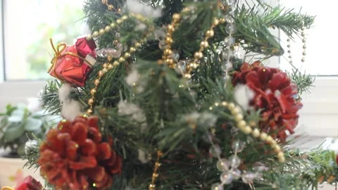 A Christmas tree at home Stock Footage 325682544