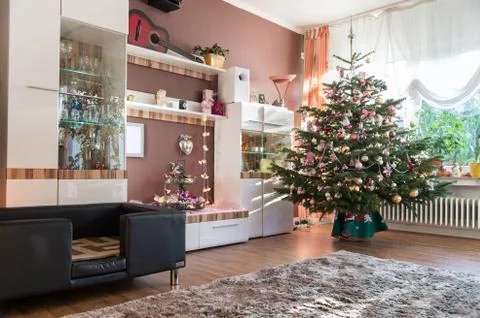 Christmas tree at home Stock Photos