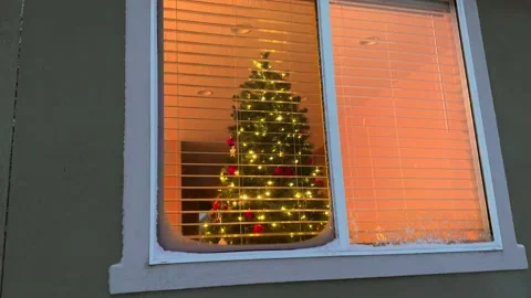 Christmas Tree in Home Window Stock Footage 225756090
