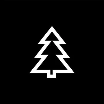 Christmas Tree Icon On Black Background. Black Flat Style Vector Illustration. Stock Illustration