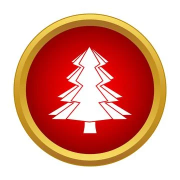 Christmas tree icon celebrating winter holidays in gold circle Stockillustratie
