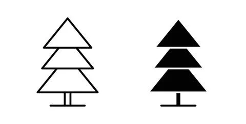 Christmas tree icon collection in black, Line icons, flat symbols 스톡 일러스트