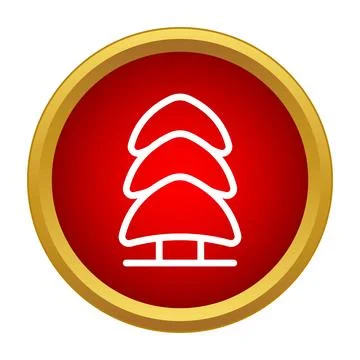 Christmas tree icon design on red button Stockillustratie