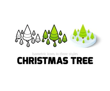 Christmas tree icon in different style Stock Illustration