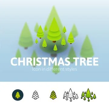 Christmas tree icon in different style Stock Illustration