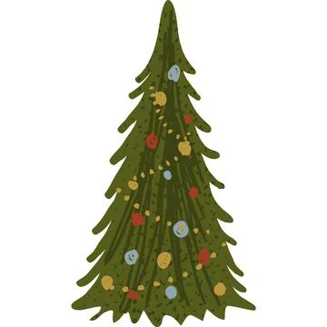 Christmas tree icon flat vector decorated conifer 库存插图