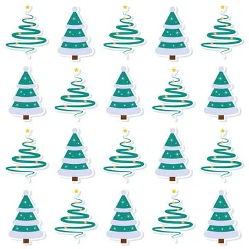 Christmas tree icon Pattern background Vector Stock Illustration