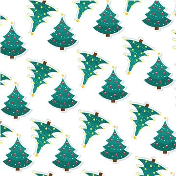 Christmas tree icon Pattern background Vector Stock Illustration