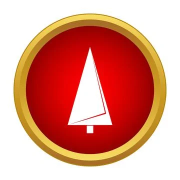 Christmas tree icon in red circle with gold border Illustrazione stock
