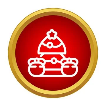 Christmas tree icon in red circle celebrating winter holiday イラスト素材