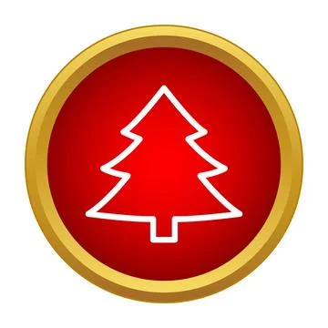 Christmas tree icon on red gradient circular button Illustrazione stock