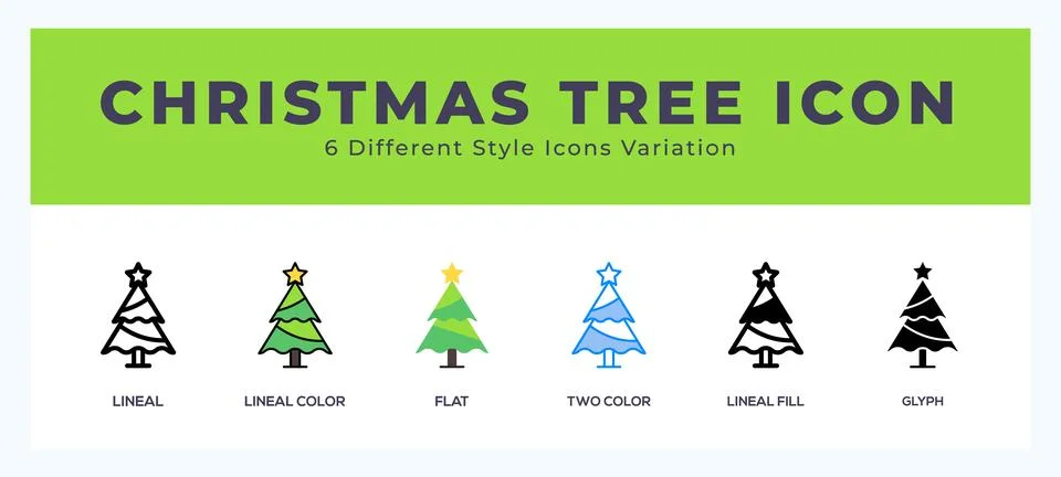 Christmas tree icon set. Design elements for logo Stock Illustration