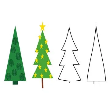 Christmas tree icon set. Flat illustration of christmas tree vector icons Illustrazione stock