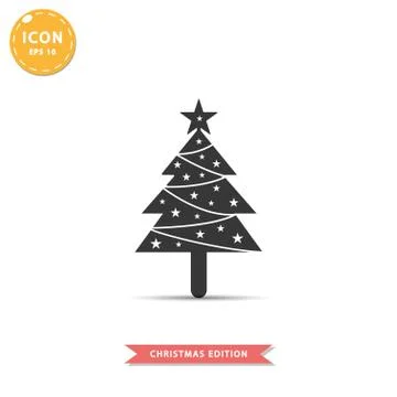 Christmas tree icon simple flat style vector illustration. Stock Illustration