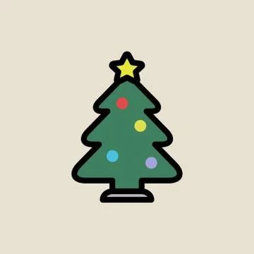 Christmas tree icon simple flat style Christmas symbol Stock Illustration