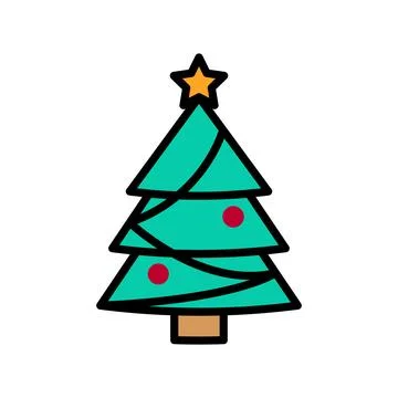 Christmas tree icon vector basic design simple 스톡 일러스트