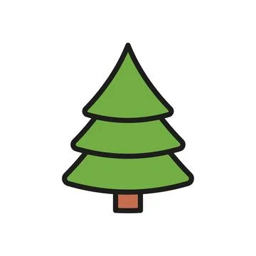 Christmas tree icon vector basic design simple Stock Illustration