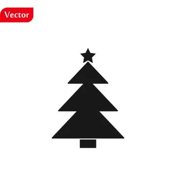 Christmas tree icon, vector flat design symbol isolated on white background. Stock Illustration