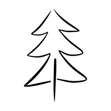 Christmas tree icon, vector hand drawn outline illustration of Xmas symbol .. Illustrazione stock