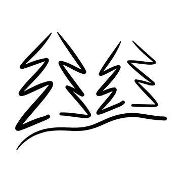 Christmas tree icon, vector hand drawn outline illustration of Xmas symbol .. Illustrazione stock