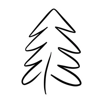Christmas tree icon, vector hand drawn outline illustration of Xmas symbol .. 스톡 일러스트