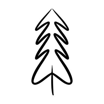 Christmas tree icon, vector hand drawn outline illustration of Xmas symbol .. Illustrazione stock