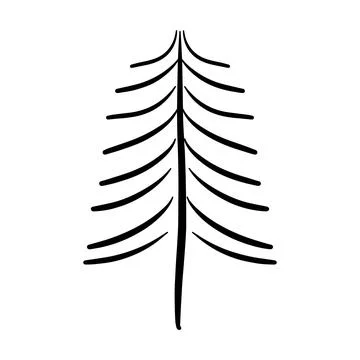 Christmas tree icon, vector hand drawn outline illustration of Xmas symbol .. Stock Illustration