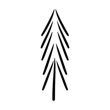 Christmas tree icon, vector hand drawn outline illustration of Xmas symbol .. Illustrazione stock