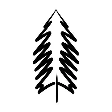 Christmas tree icon, vector hand drawn outline illustration of Xmas symbol .. Illustrazione stock