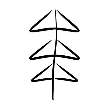 Christmas tree icon, vector hand drawn outline illustration of Xmas symbol .. Illustrazione stock