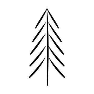 Christmas tree icon, vector hand drawn outline illustration of Xmas symbol .. 스톡 일러스트