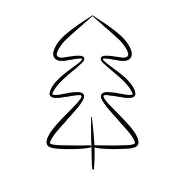 Christmas tree icon, vector hand drawn outline illustration of Xmas symbol .. Illustrazione stock