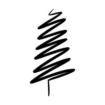 Christmas tree icon, vector hand drawn outline illustration of Xmas symbol .. イラスト素材