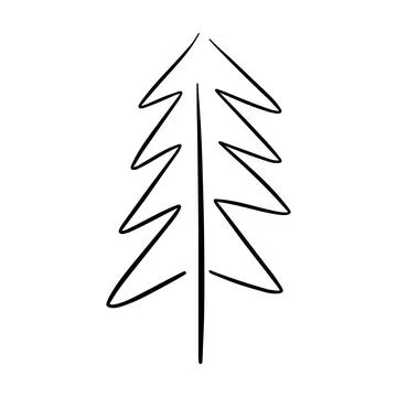 Christmas tree icon, vector hand drawn outline illustration of Xmas symbol .. イラスト素材