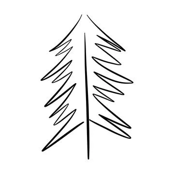 Christmas tree icon, vector hand drawn outline illustration of Xmas symbol .. イラスト素材